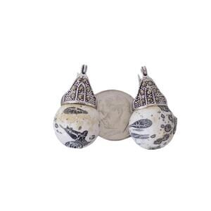 Marcasite and silver toned pierced earrings